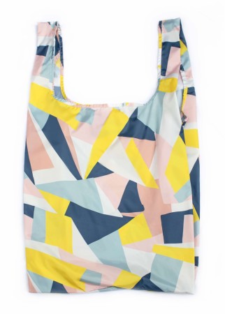 XL - Abstrakt mønster - Blå, gul, rosa og hvit